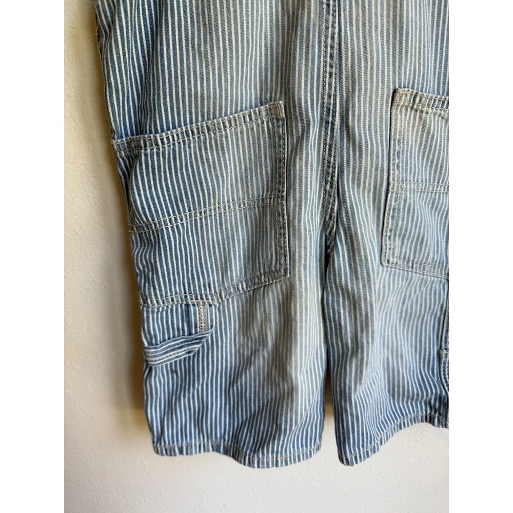 OshKosh Bgosh Kids Hickory Stripe Denim Vestbak Overalls Blue White Shortalls